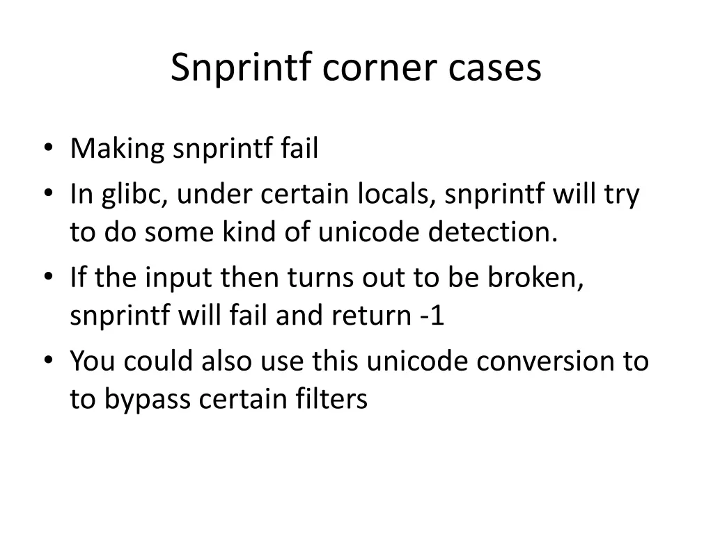 snprintf corner cases 5