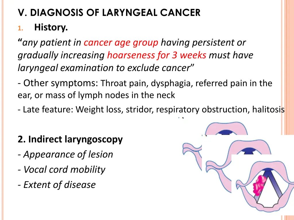 v diagnosis of laryngeal cancer history