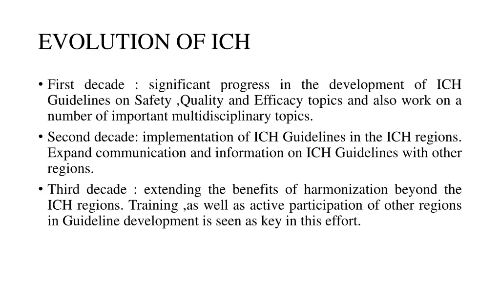 evolution of ich