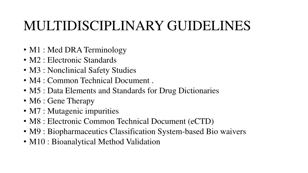 multidisciplinary guidelines