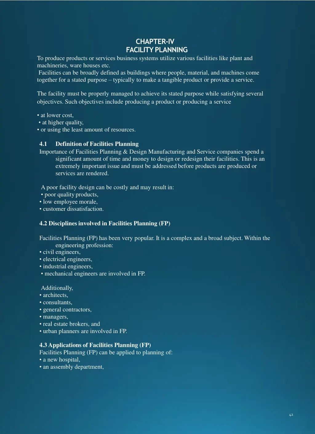 chapter iv facilityplanning