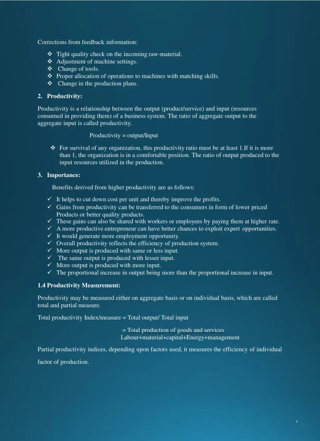 corrections from feedback information