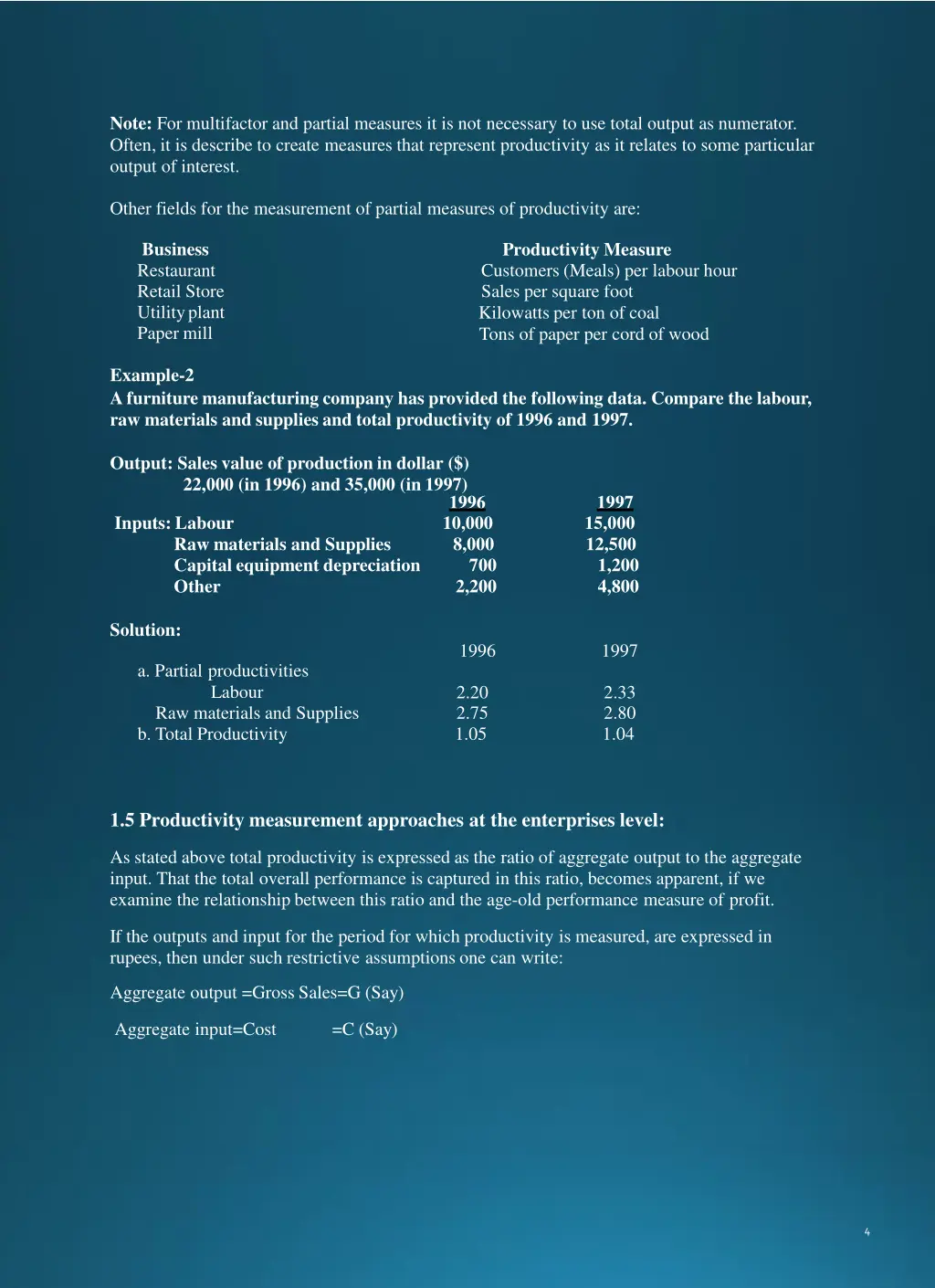 note for multifactor and partial measures