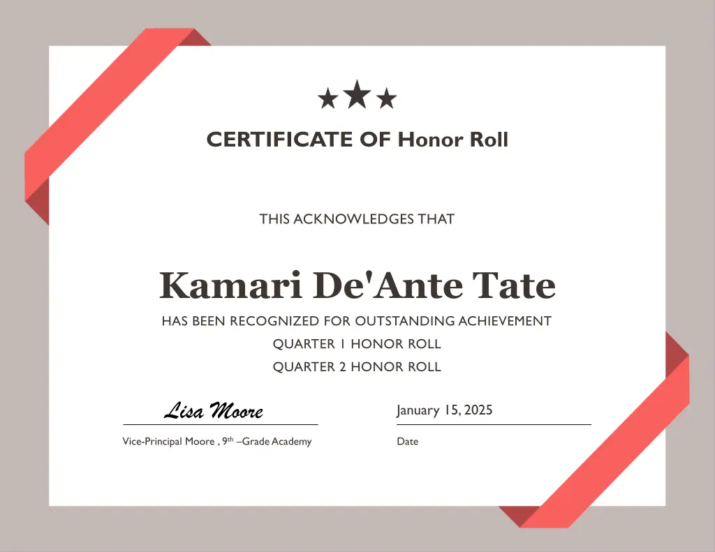 certificate of honor roll 11