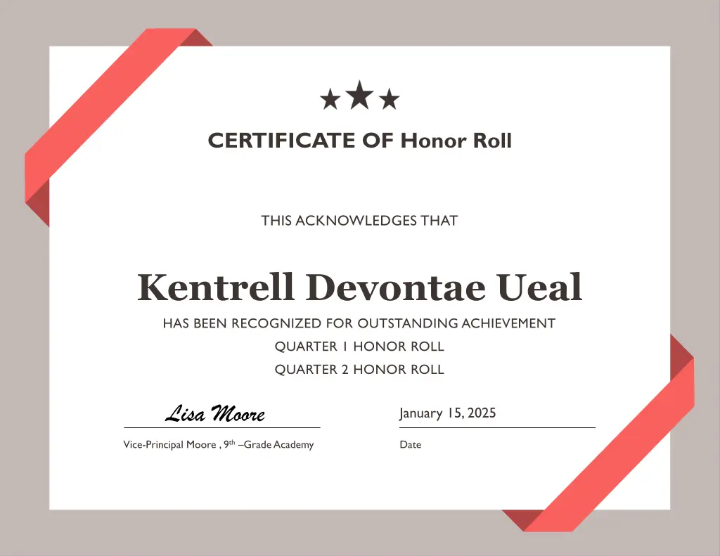 certificate of honor roll 13