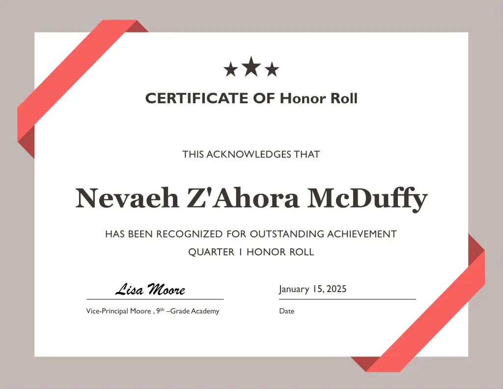 certificate of honor roll 17