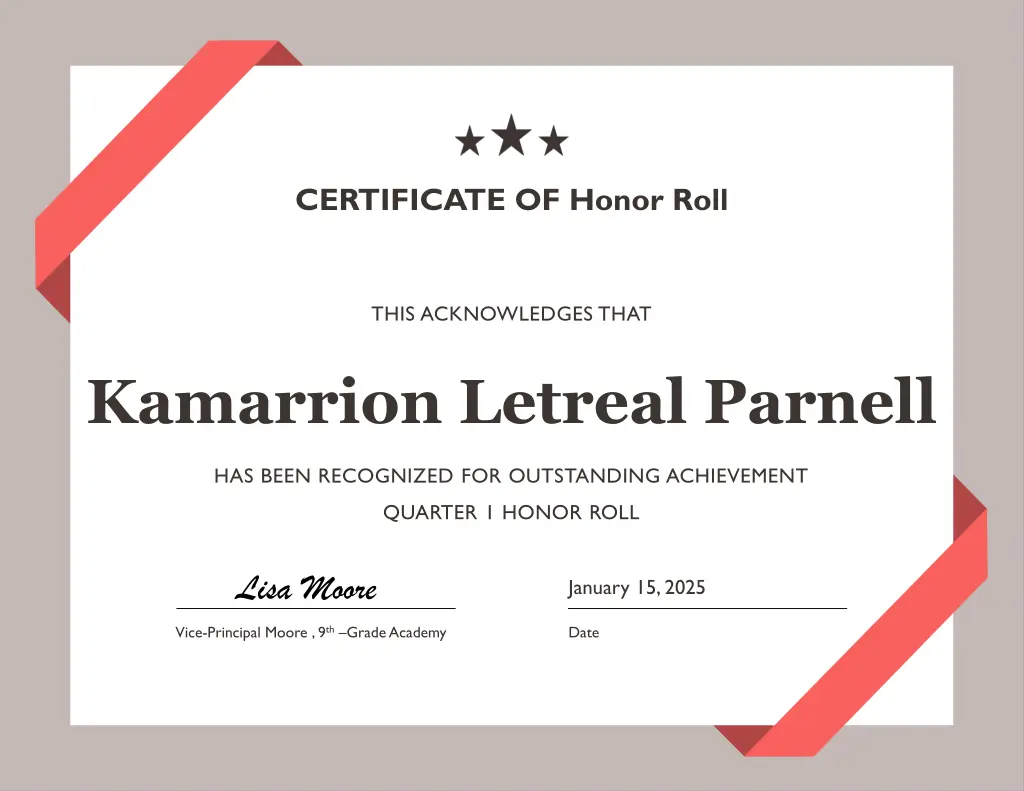 certificate of honor roll 18