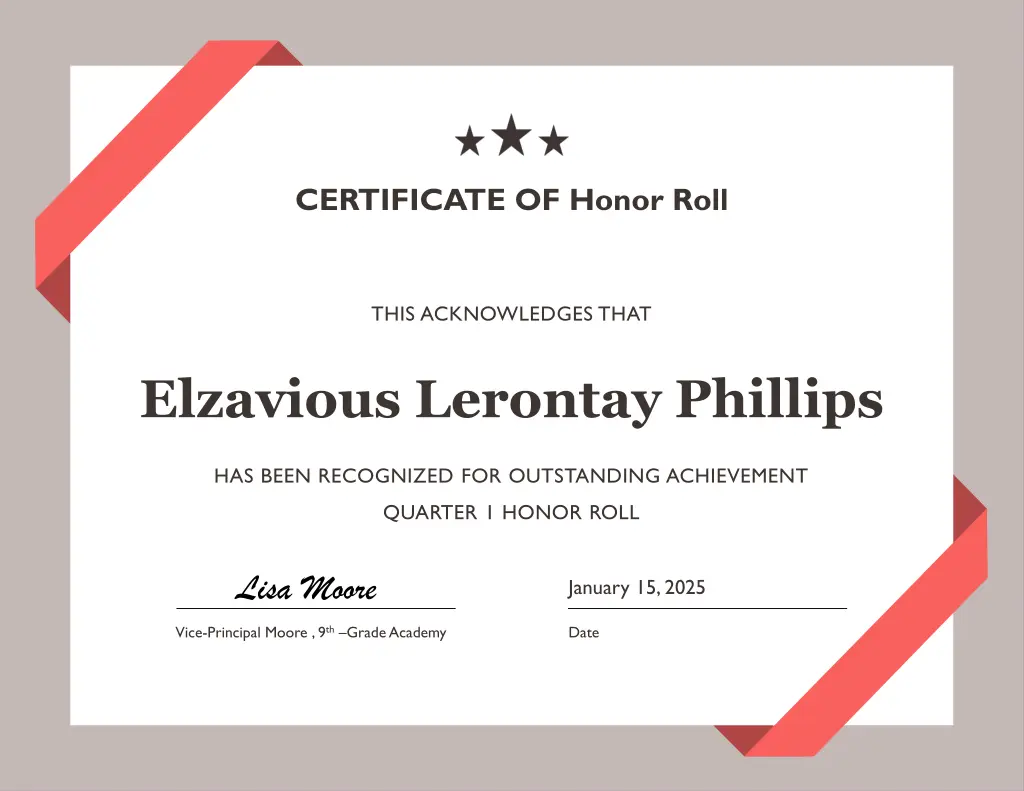 certificate of honor roll 19