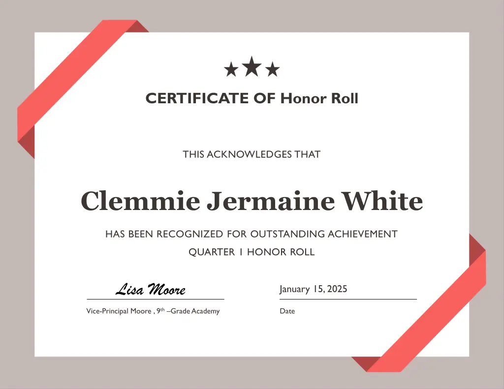 certificate of honor roll 21