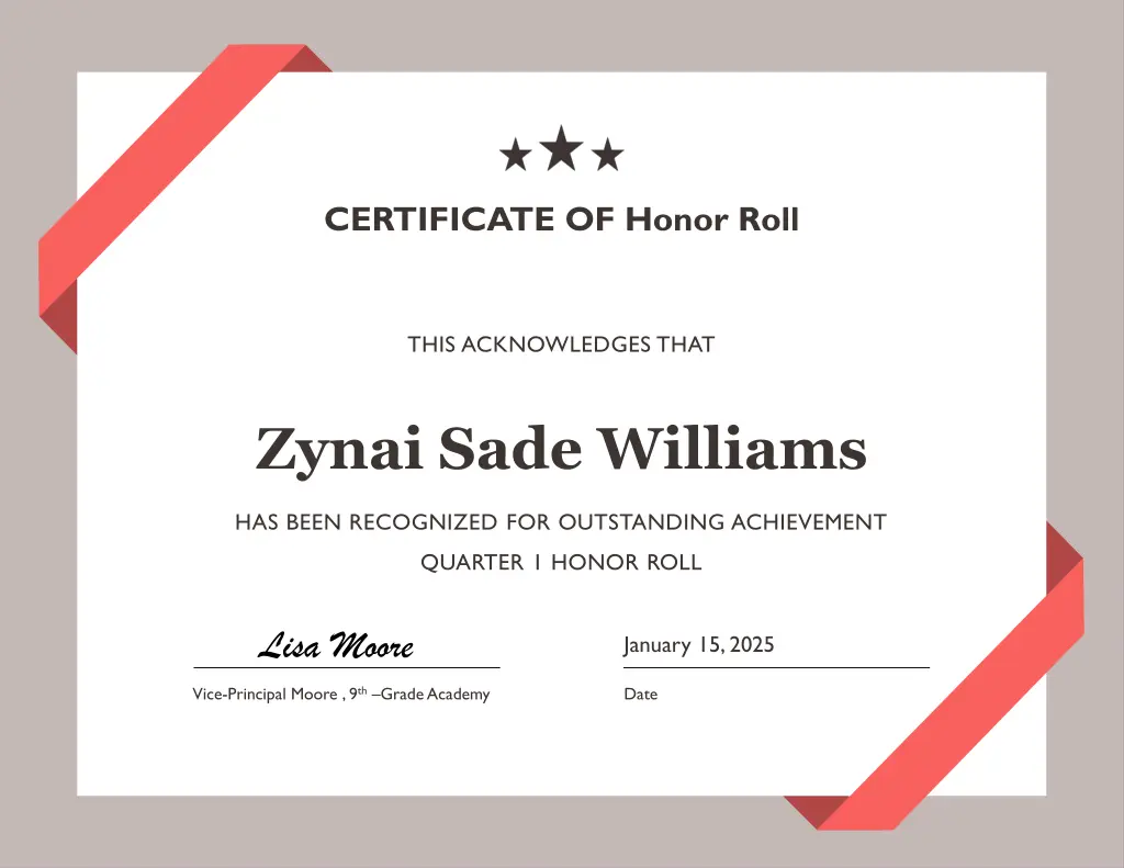 certificate of honor roll 29