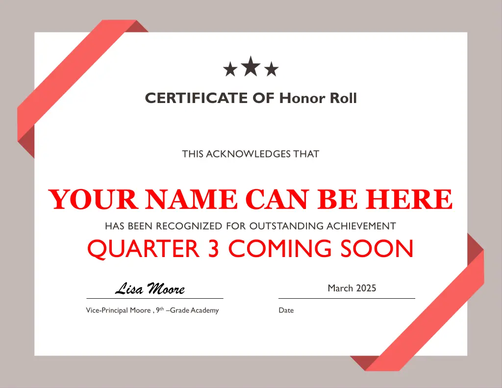 certificate of honor roll 31