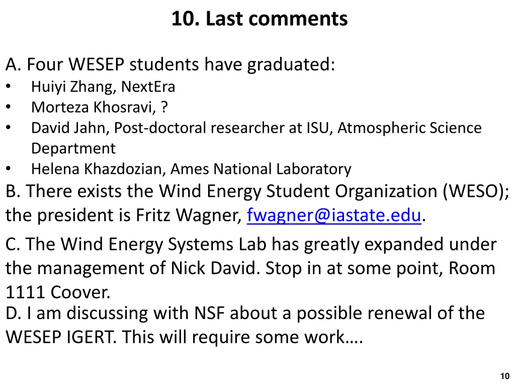 10 last comments