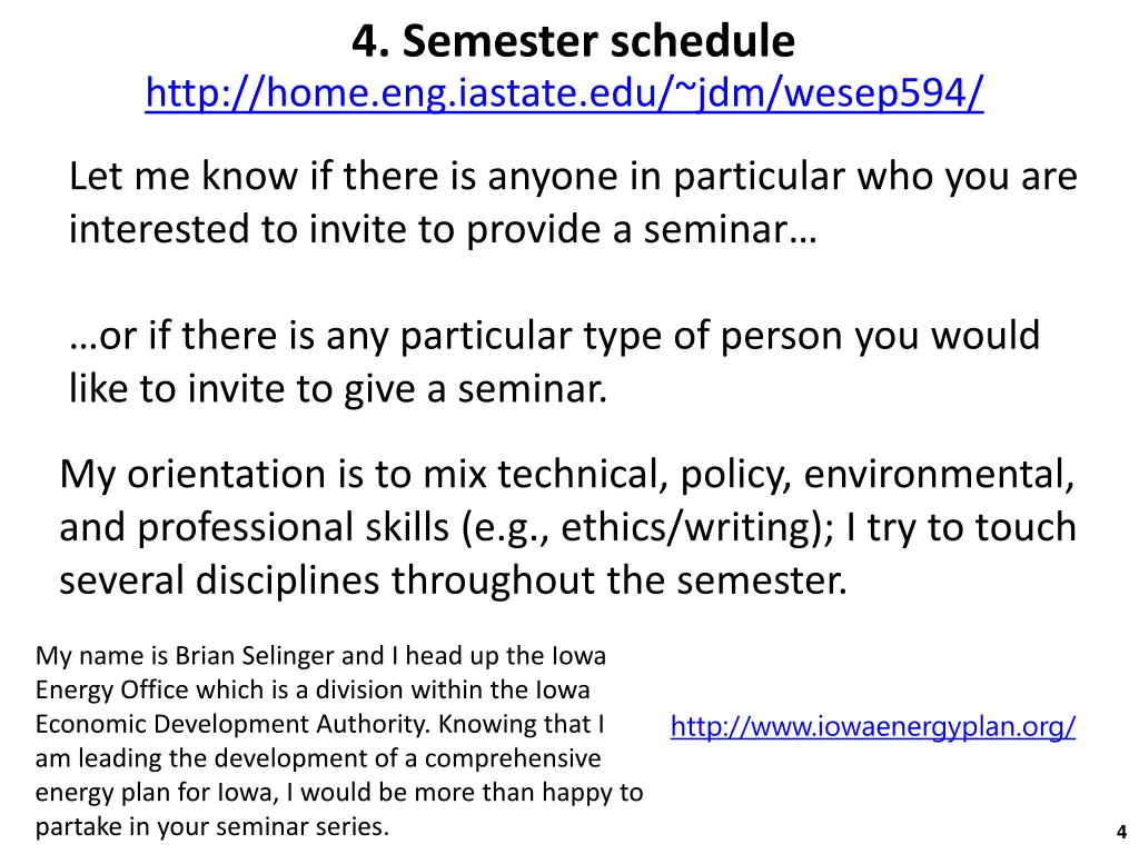 4 semester schedule http home eng iastate