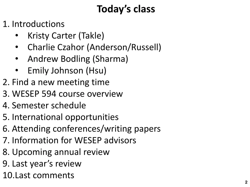 today s class