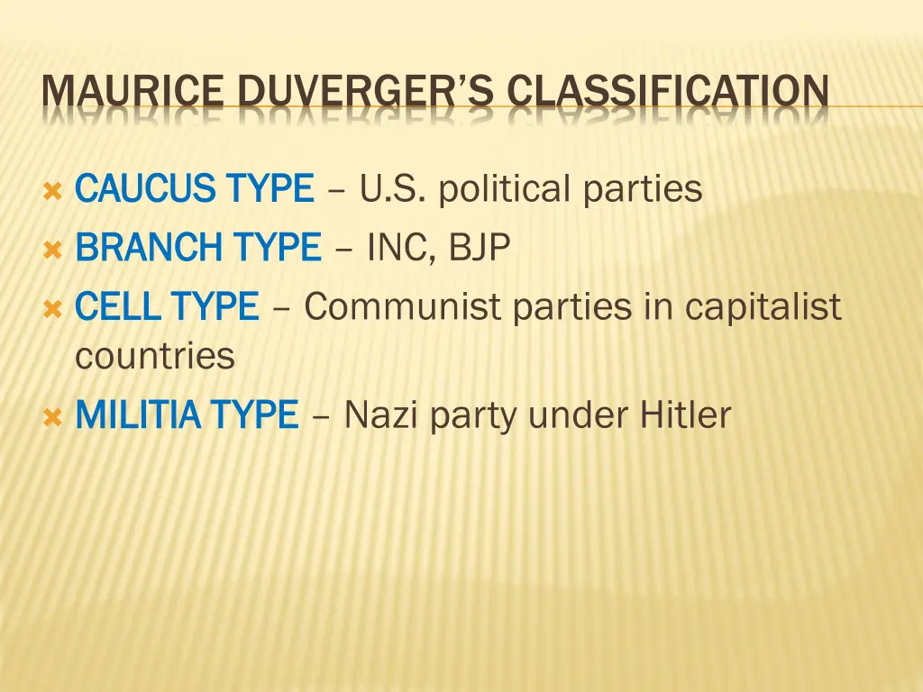 maurice duverger s classification