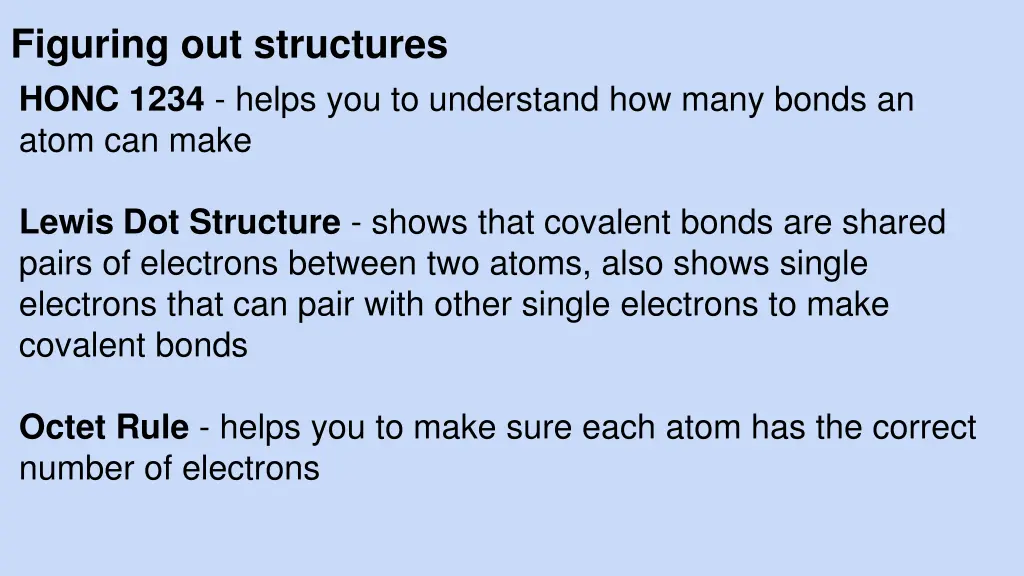 figuring out structures honc 1234 helps