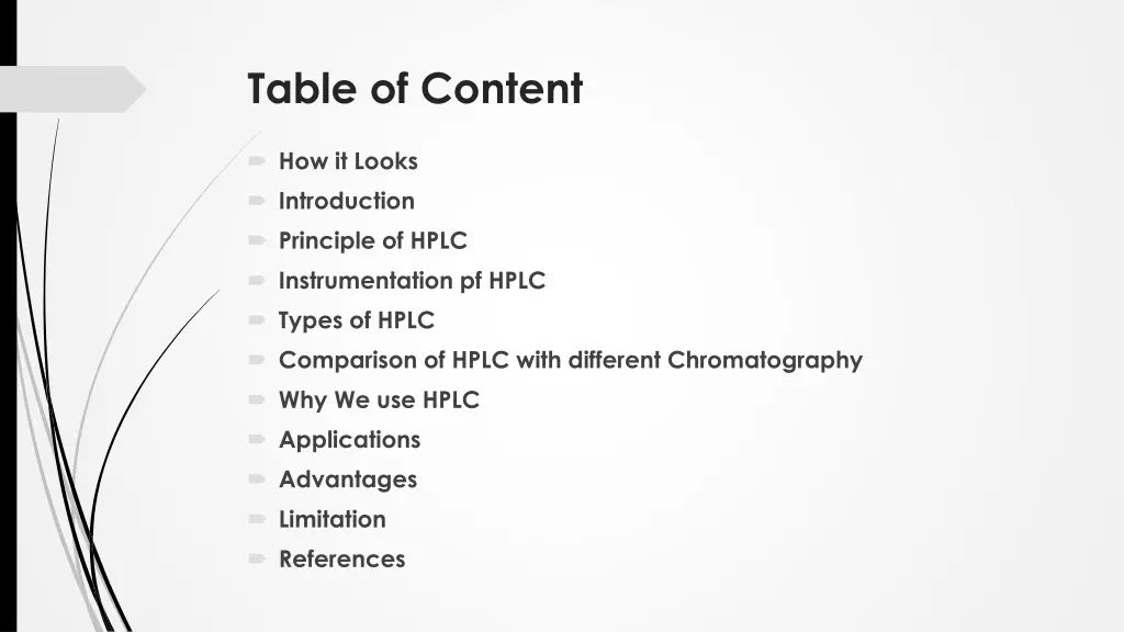 table of content