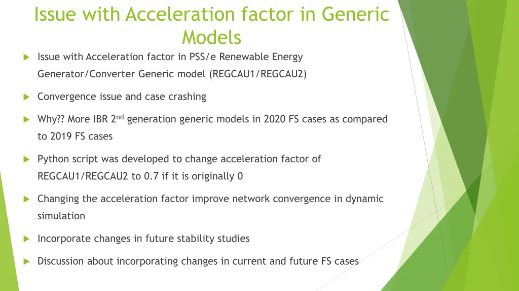 issue with acceleration factor in generic models