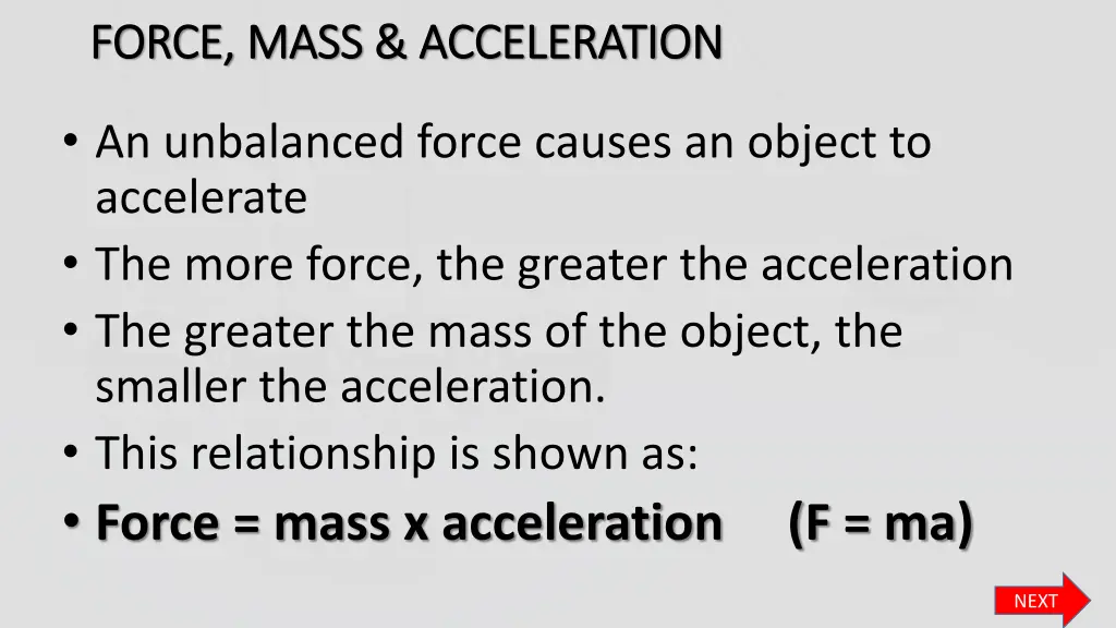 force mass acceleration force mass acceleration 1