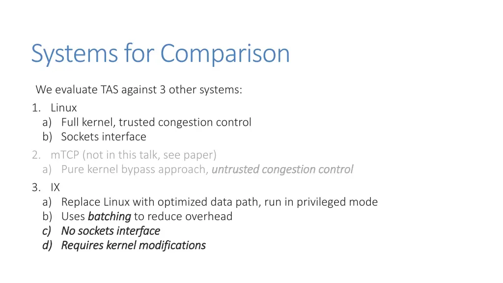 systems for comparison
