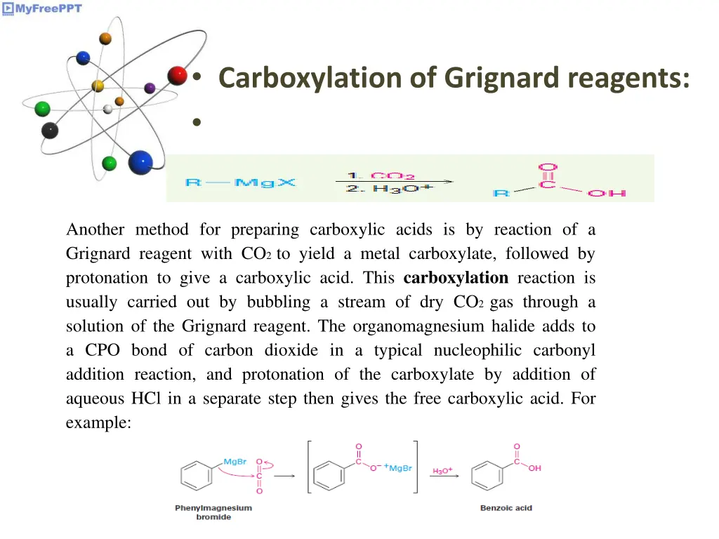 carboxylation of grignard reagents