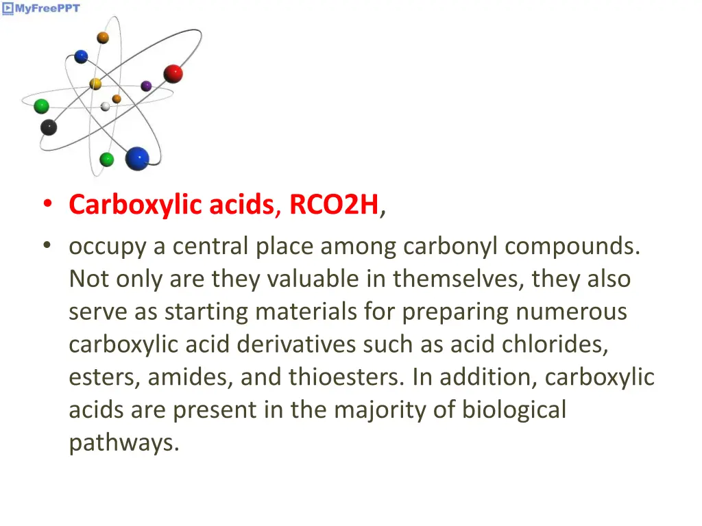 carboxylic acids rco2h occupy a central place