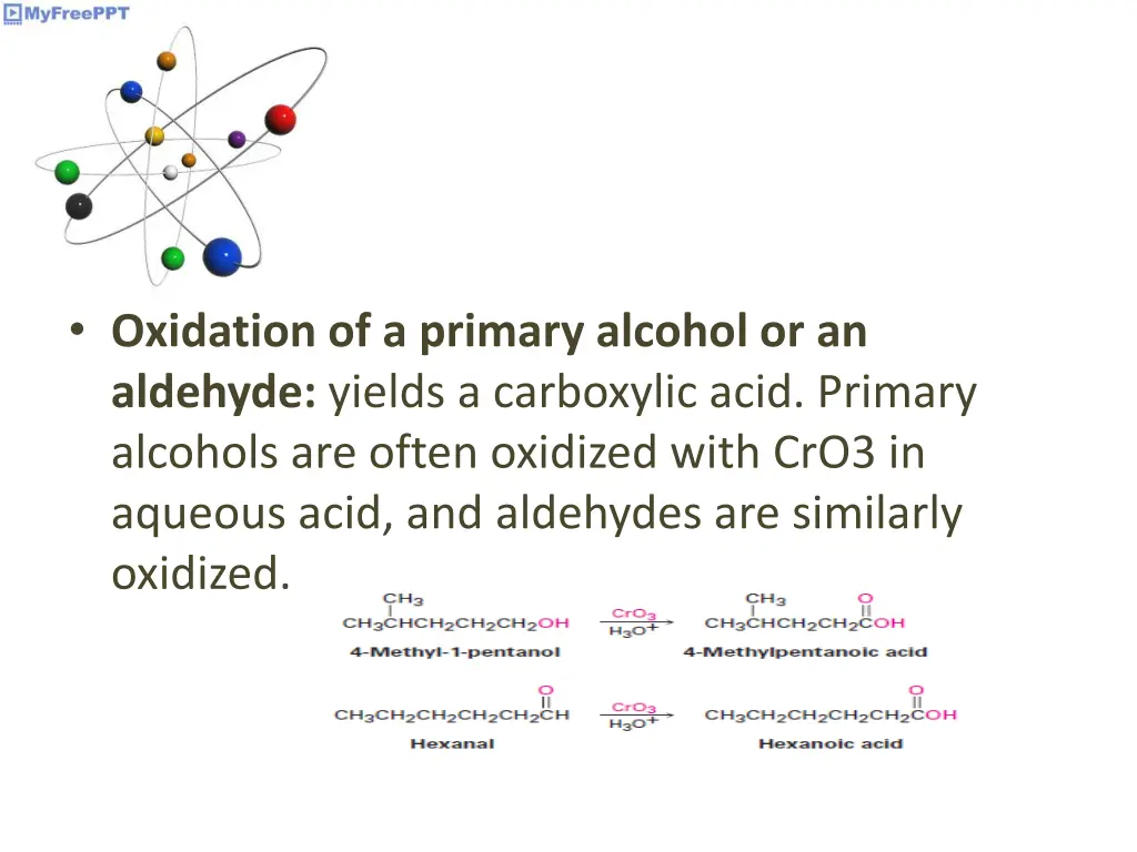 oxidation of a primary alcohol or an aldehyde