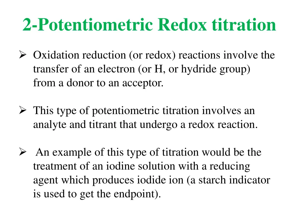 2 potentiometric redox titration