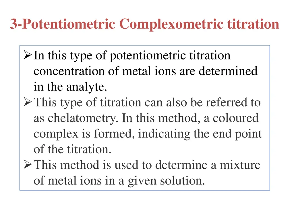 3 potentiometric complexometric titration