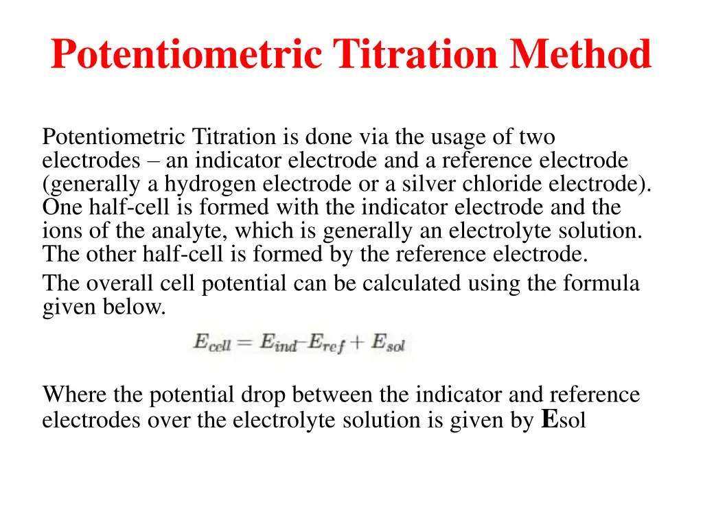 potentiometric titration method