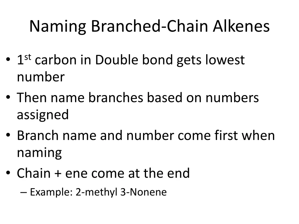 naming branched chain alkenes