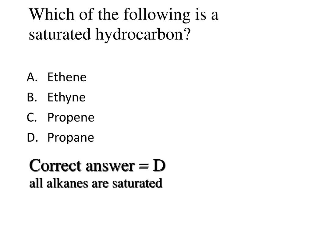 which of the following is a saturated hydrocarbon