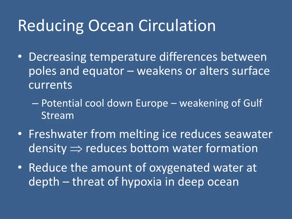 reducing ocean circulation