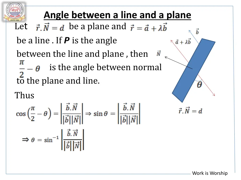 angle between a line and a plane le t be a plane