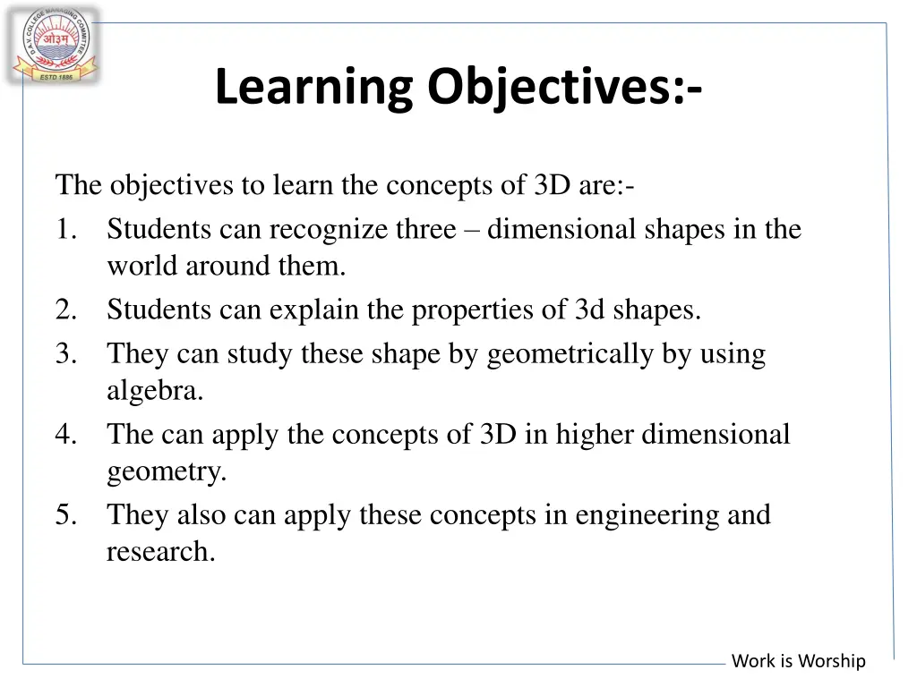 learning objectives