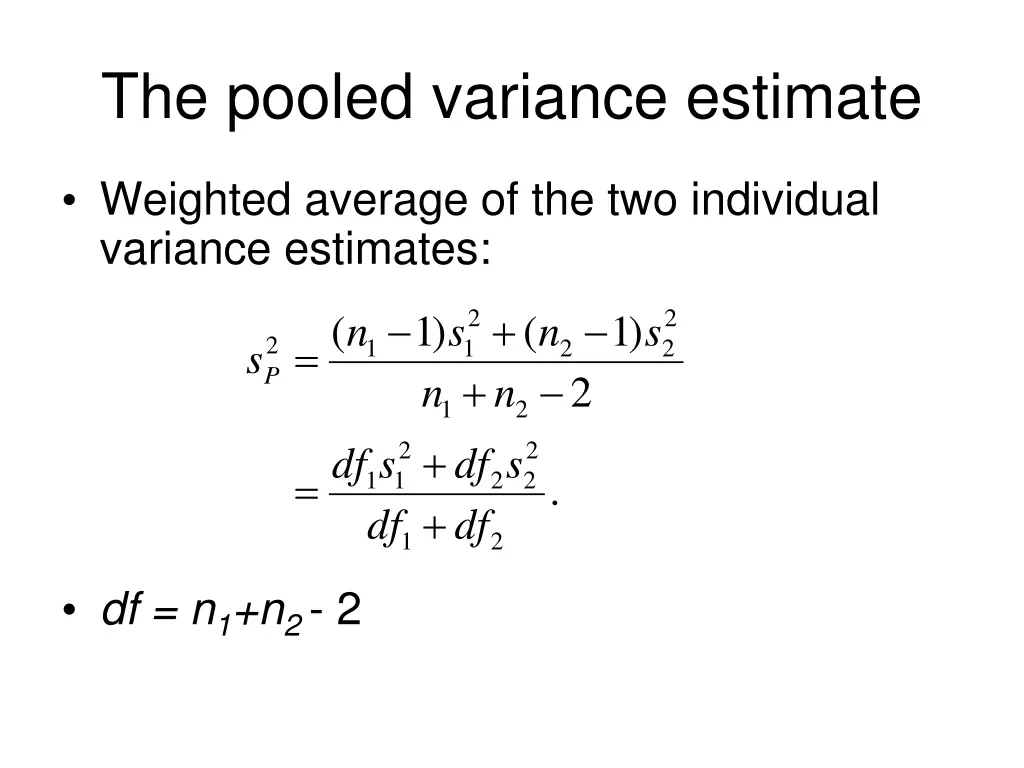 the pooled variance estimate