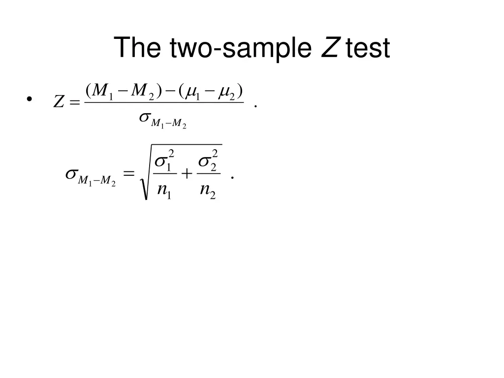 the two sample z test