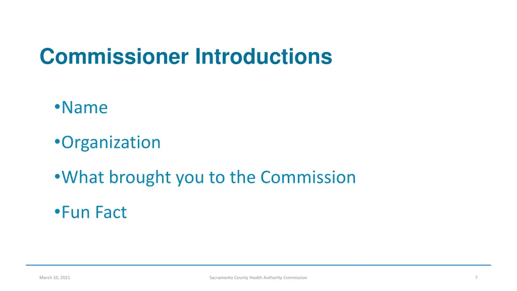 commissioner introductions