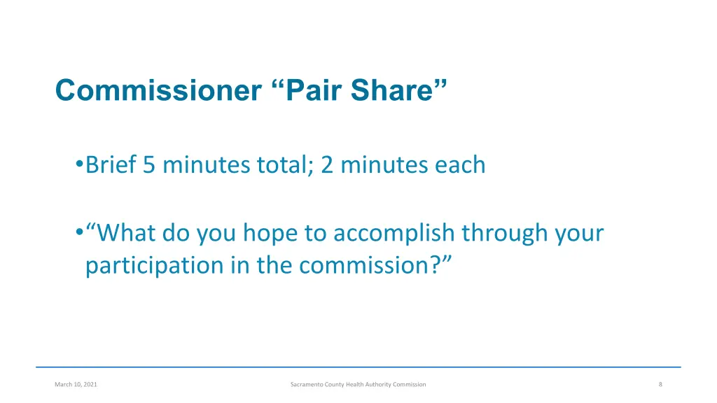 commissioner pair share