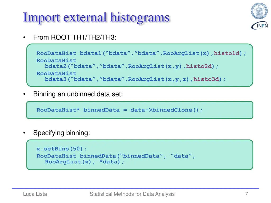 import external histograms