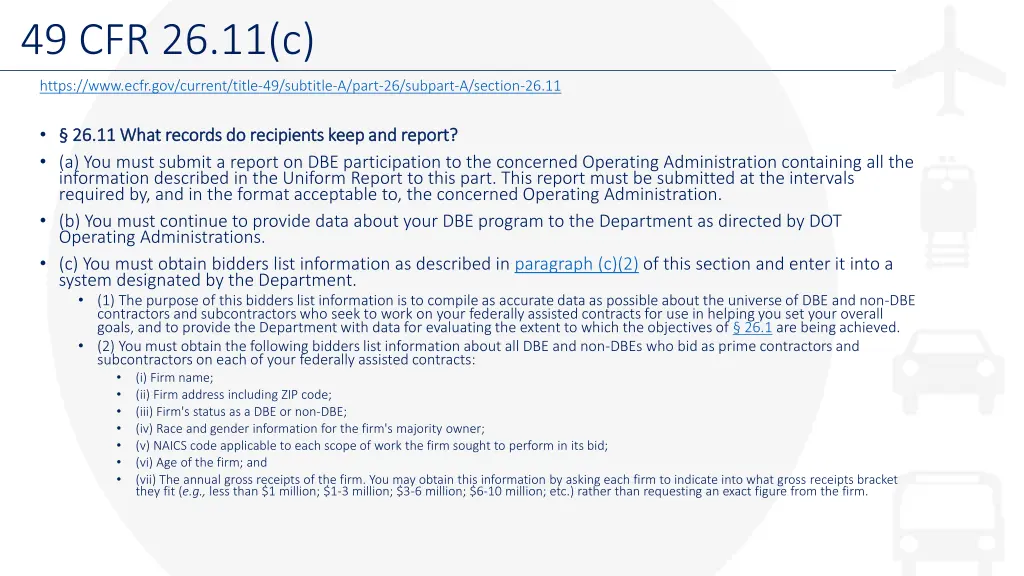 49 cfr 26 11 c