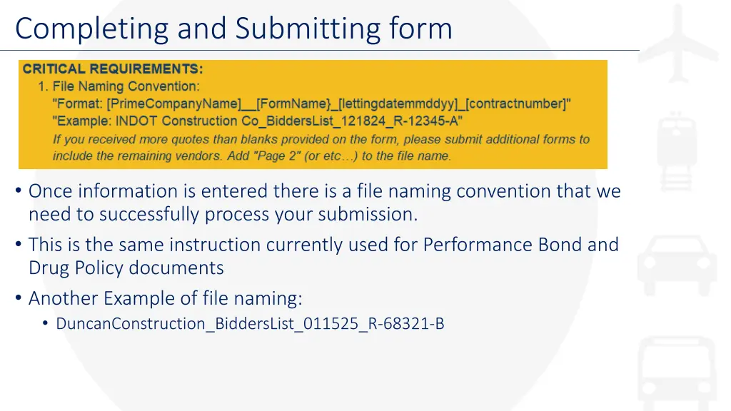completing and submitting form