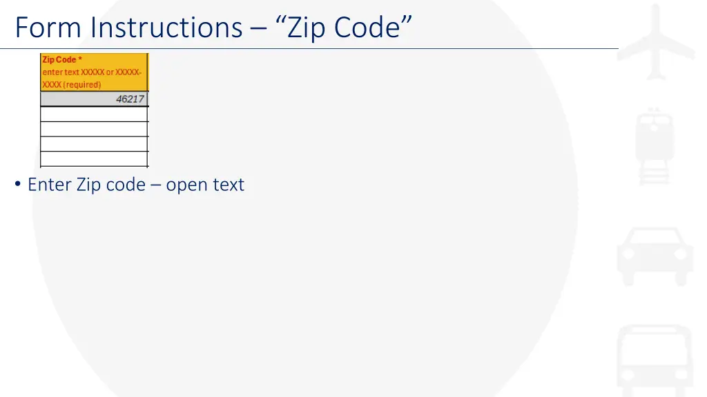 form instructions zip code