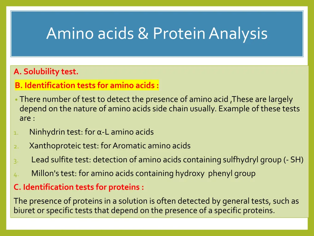 amino acids protein analysis