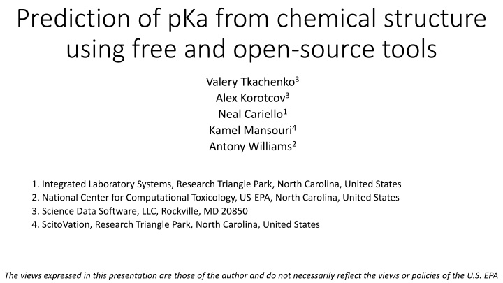 prediction of pka from chemical structure using