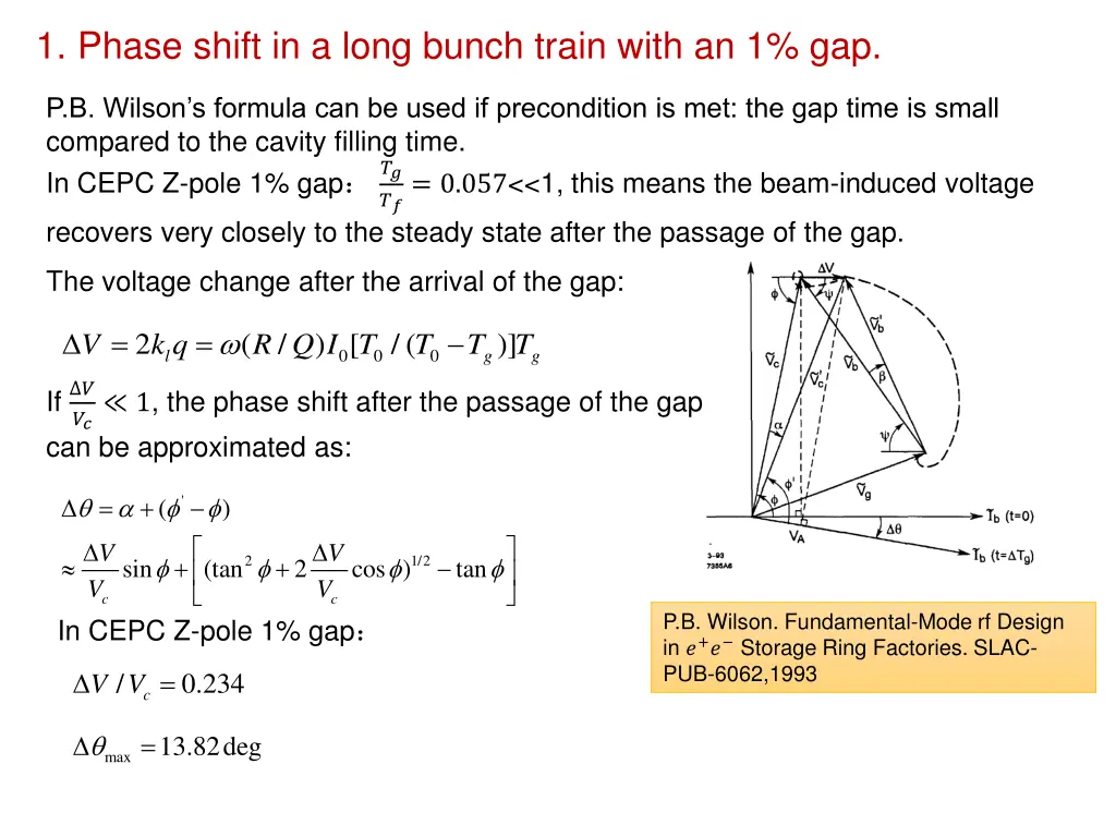 1 phase shift in a long bunch train with an 1 gap