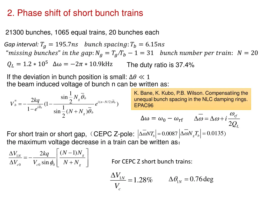 2 phase shift of short bunch trains