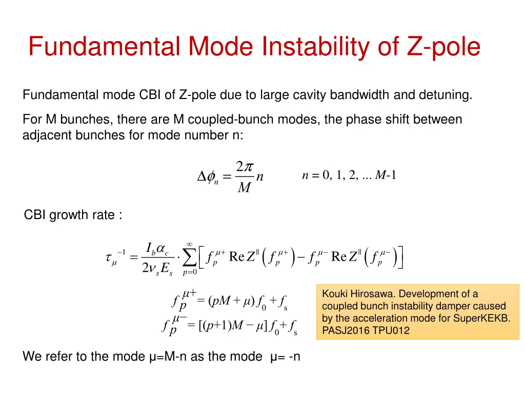fundamental mode instability of z pole