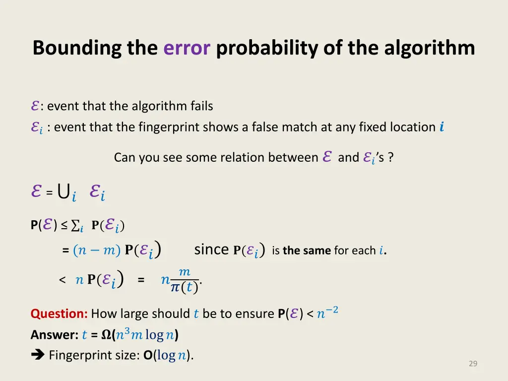 bounding the error probability of the algorithm