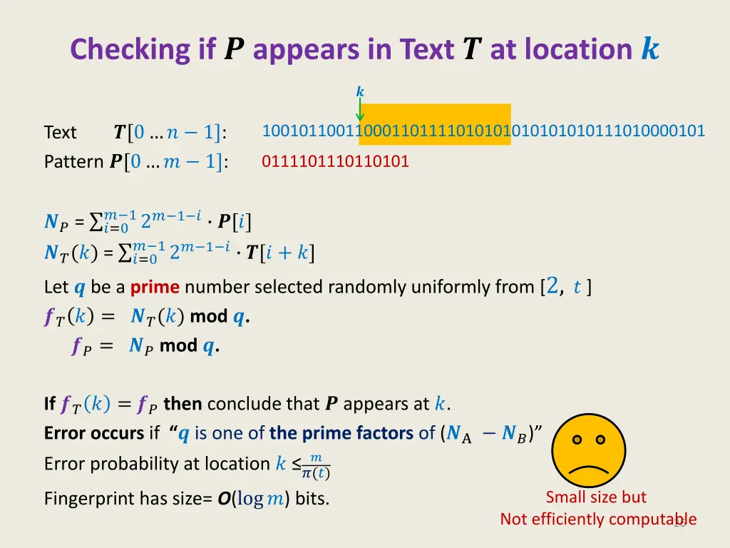 checking if appears in text at location 1
